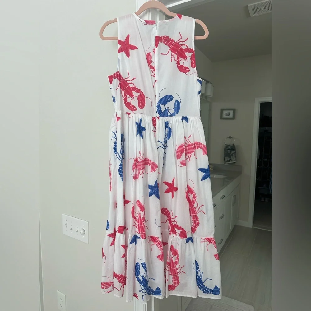 J. Crew White Dress with Red and Blue Sea Life Print - Picture 4 of 4